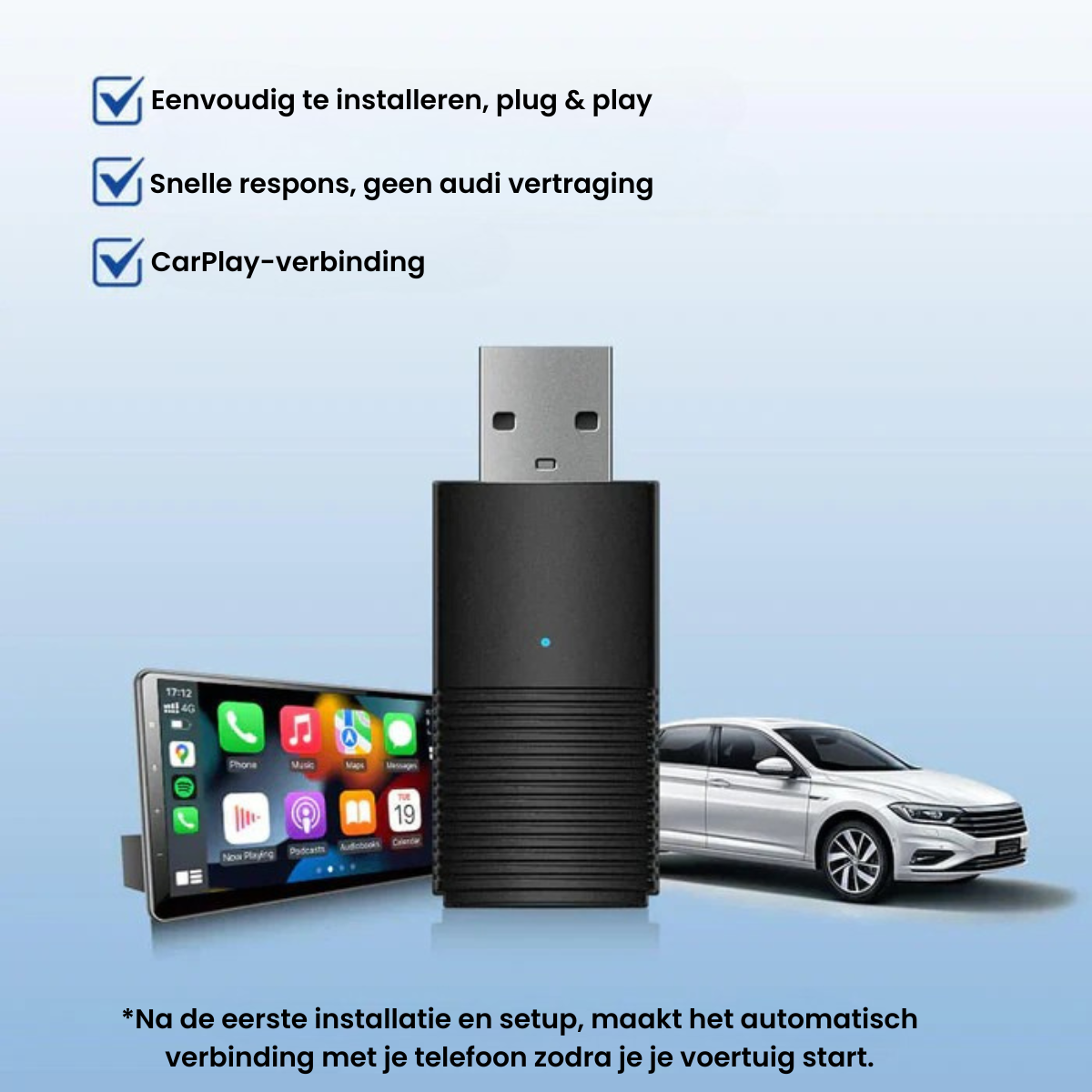 Mini Draadloze CarPlay/Android Auto Adapter