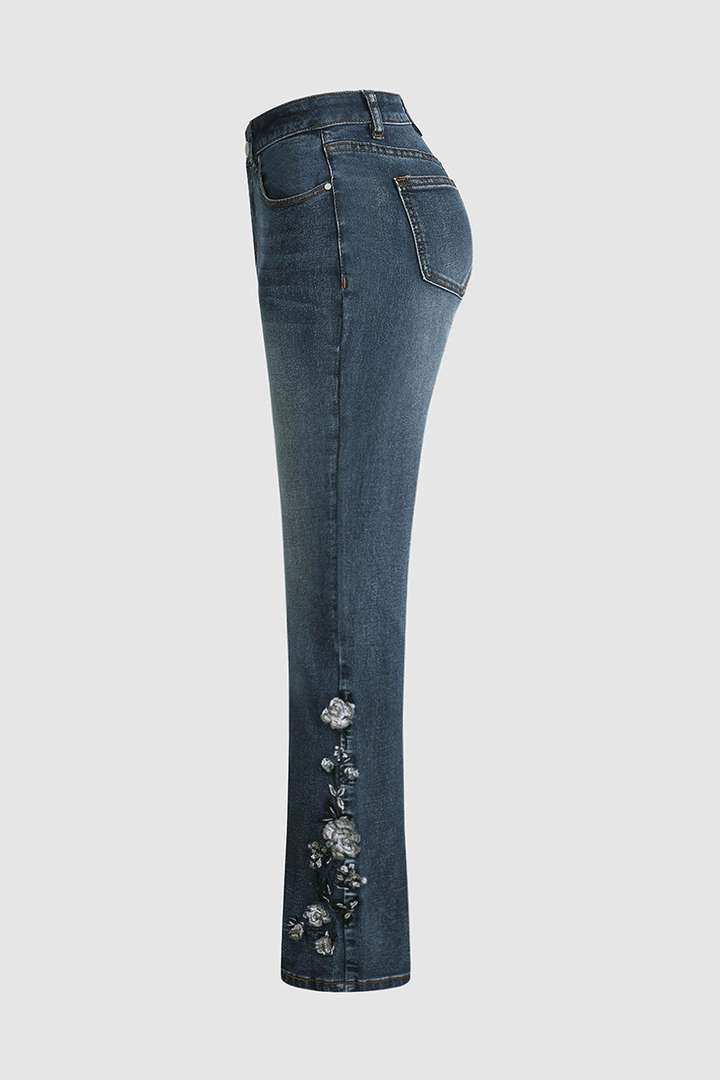 Flamingo - Flower Denim Broek