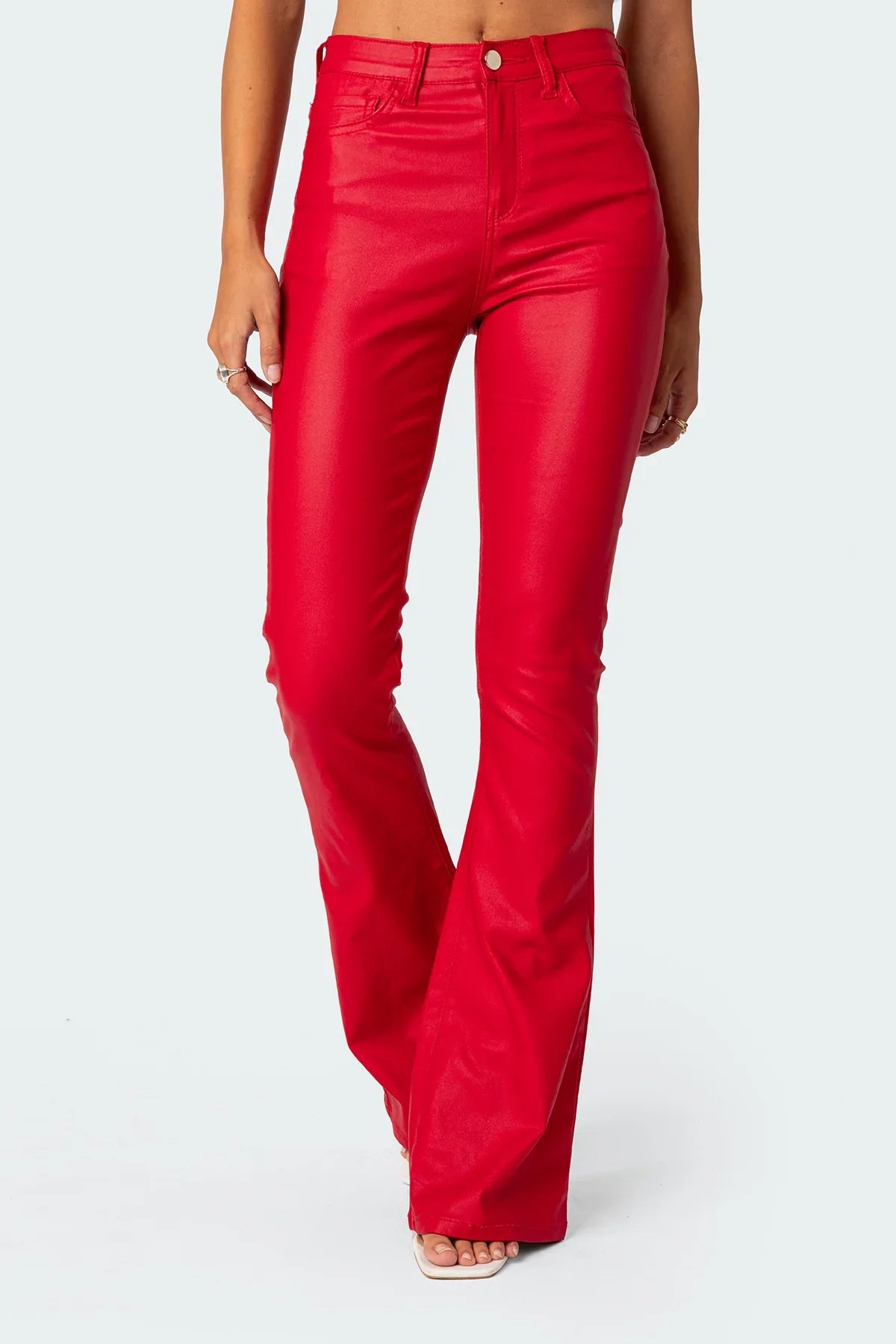 Mila Leren Flare Broek - 1+1 Gratis