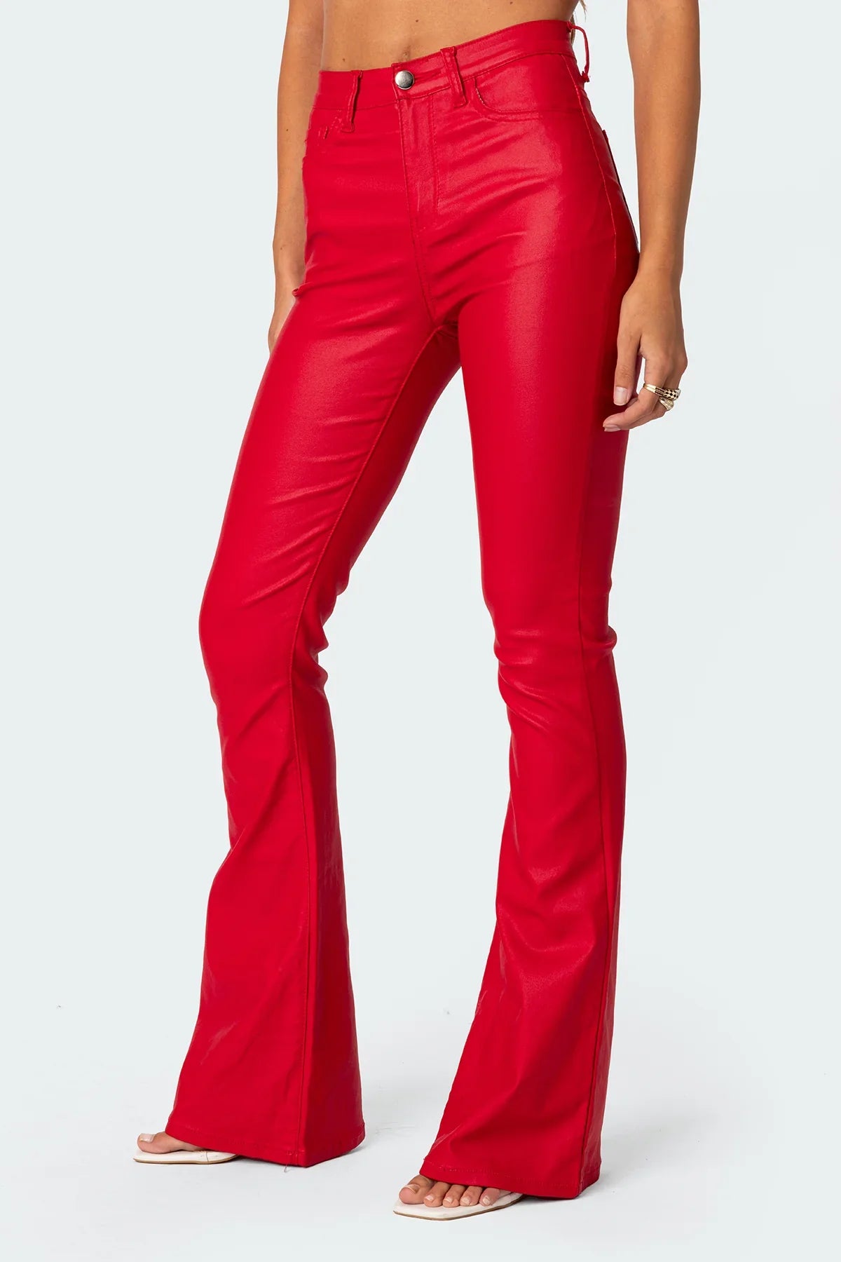 Mila Leren Flare Broek - 1+1 Gratis