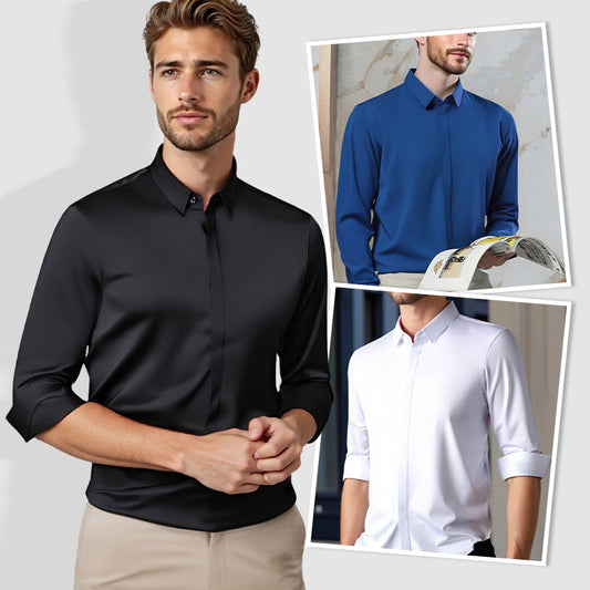 Anti Kreuk Stretch Overhemd - 1+1 Gratis