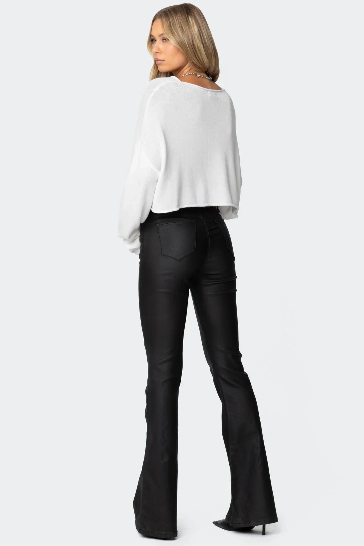 Mila Leren Flare Broek - 1+1 Gratis