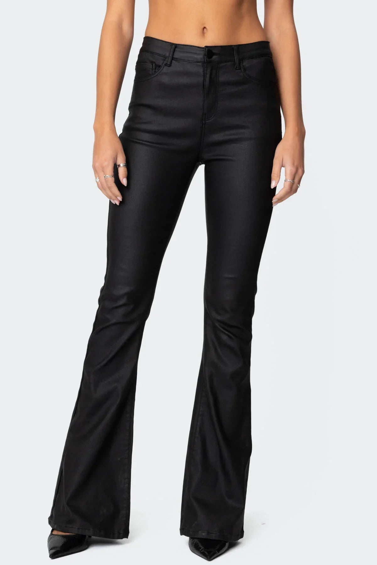 Mila Leren Flare Broek - 1+1 Gratis