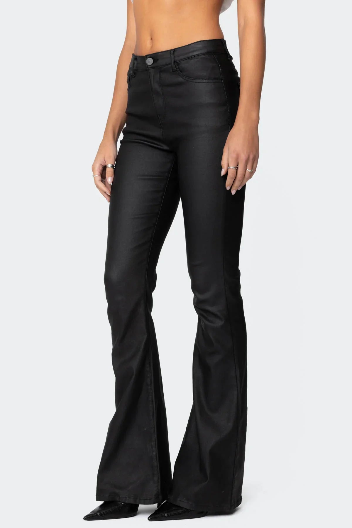 Mila Leren Flare Broek - 1+1 Gratis