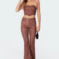 Mila Leren Flare Broek - 1+1 Gratis