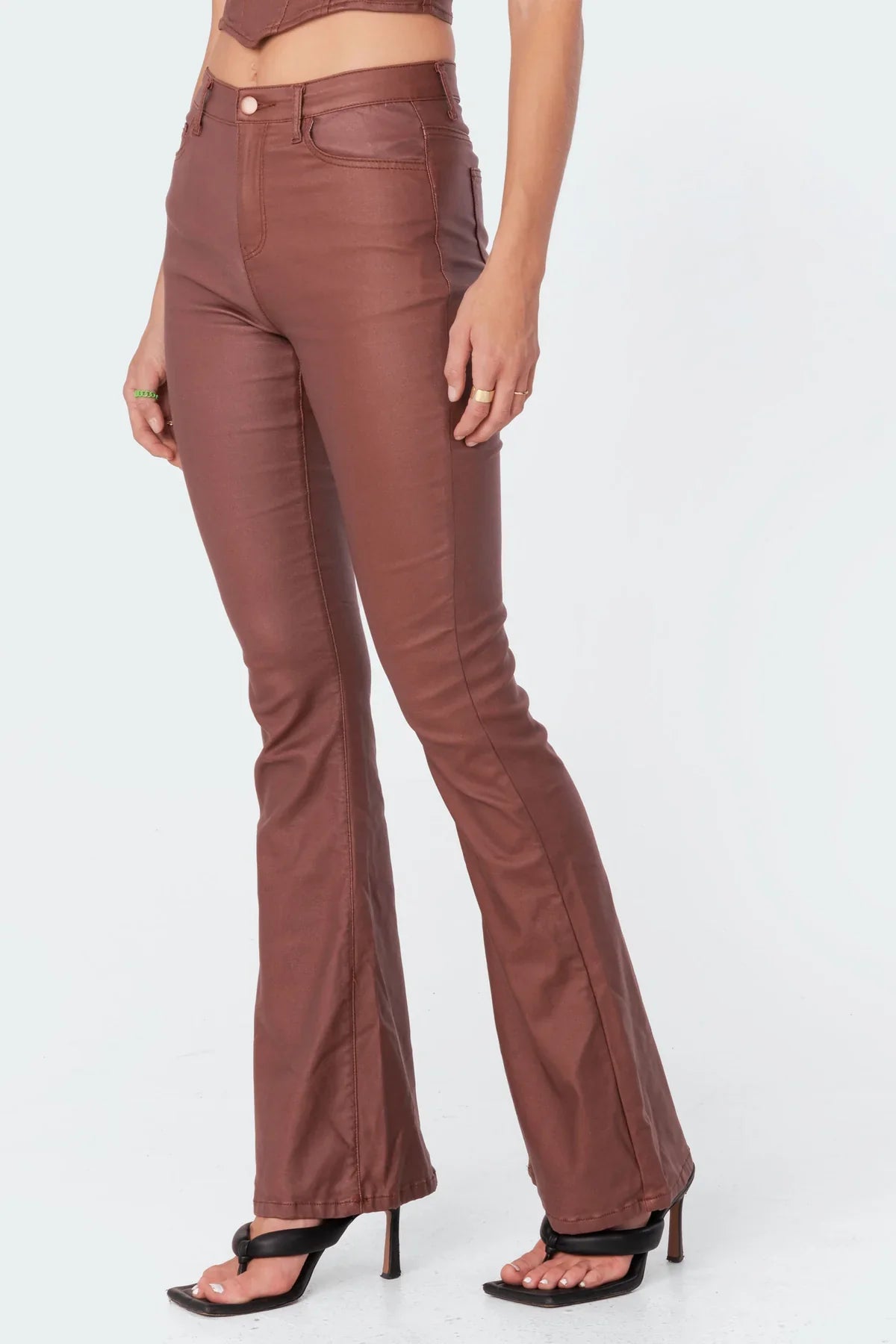 Mila Leren Flare Broek - 1+1 Gratis