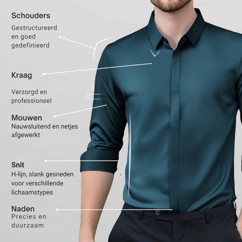 Anti Kreuk Stretch Overhemd - 1+1 Gratis